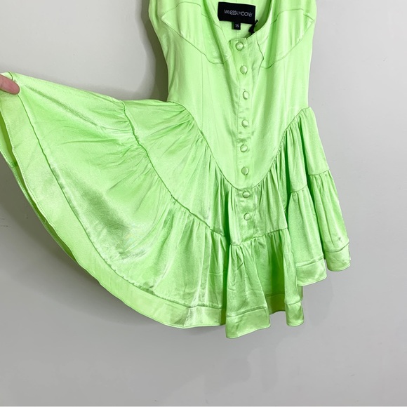 NEW Vanessa Mooney The Elisabeth Romper Dress (Sz XS) Candy Apple Green Satin - Picture 6 of 11